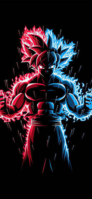 Sininen punainen Goku Dragon Ball Z iPhone — iPhone 17e Taustakuvat