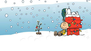 Snoopy Joulu Charlie Lumi Taustakuva — Hauska joulu Taustakuvat
