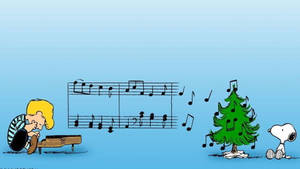 Snoopy Joulumusiikki Nuotit Taustakuva — Snoopy joulu Taustakuvat