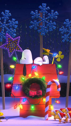 Snoopyn Joulukoristeet 3D Taustakuva — Snoopy joulu Taustakuvat