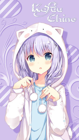 Söpö anime Kafuu Chino pupuhupparissa — Kawaii Anime Taustakuvat