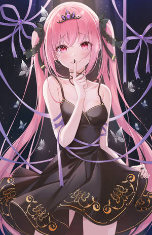 Söpö anime-tyttö mustassa mekossa -taustakuva — Honor MagicPad 3 Pro 12.3 Taustakuvat
