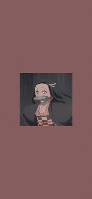 Söpö Demon Slayer Nezuko Kamado minimalistinen taide — Tecno Spark 50 Taustakuvat