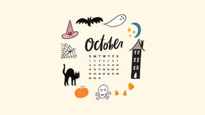 Söpö esteettinen Halloween lokakuun kalenteri