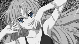 Söpö mustavalkoinen esteettinen anime-tyttö sinisillä silmillä — Anime girl Taustakuvat