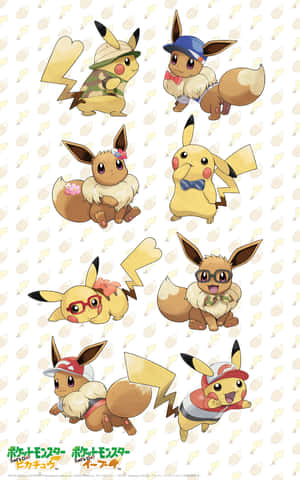 Söpö Pikachu ja Eevee — Galaxy Tab S Taustakuvat