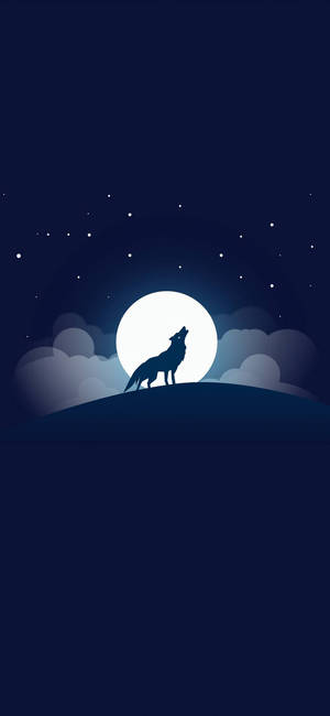 Cute Wolf Full Moon Vector — iPhone 16e Taustakuvat