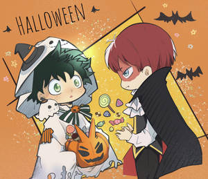 Söpö Todoroki ja Midoriya Halloween -taustakuva