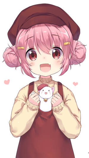 Söpö vaaleanpunainen anime-lapsi -taustakuva — Pinkki anime estetiikka Taustakuvat