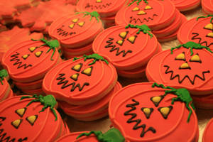 Söpöt kurpitsakeksit Halloween-taustakuva.