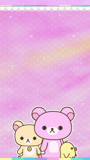 Söpöt vaaleanpunaiset Rilakkuma-hahmot värikkäällä vaaleanpunaisella taustalla — Pinkki anime estetiikka Taustakuvat