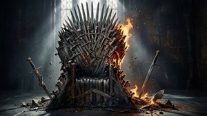 Rautavaltaistuin tuhoutuneena Drogonin tulessa — Game of thrones kausi 8 Taustakuvat