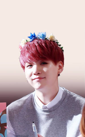 Suloinen BTS Suga kukkakruunussa — Söpö BTS Taustakuvat