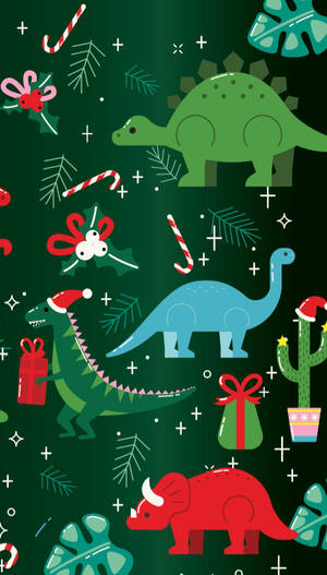 Suloinen Dinosaurus Joulu Estetiikka — Söpö dinosaurus Taustakuvat
