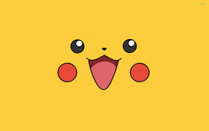 Söpö keltainen hymyilevä Pikachu Pokemon-anime-taustakuvassa.