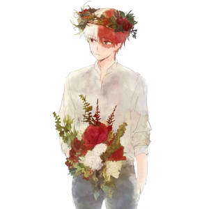 Suloinen Todoroki kukkien kanssa -taustakuva