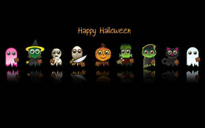 Suloinen Halloween-hahmot-taustakuva. — Söpö esteettinen halloween Taustakuvat