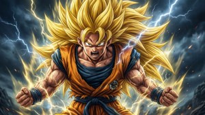 Goku tehostuu Super Saiyan 3 -muotoon salamoinnin kera. — Goku Taustakuvat
