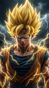 Goku muuttuu Super Saiyaniksi valtavalla voimalla. — iPhone 7 Taustakuvat
