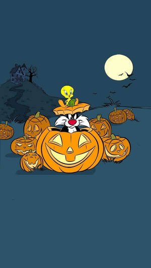 Sylvester kurpitsalla Halloween-sarjakuva taustakuva