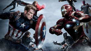 Synkkä juliste Captain America: Civil War — Rauta mies Taustakuvat