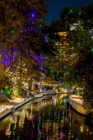 Taianomaiset jouluvalot valaisevat San Antonion River Walkin — Huawei MatePad Taustakuvat