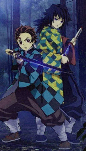 Tanjiro ja Giyu Demon Slayer iPhone-taustakuva — Anime demoni Taustakuvat