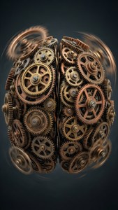 Steampunk-aivot, jotka koostuvat toisiinsa kytkeytyvistä hammasrattaista — iPhone 5 Taustakuvat