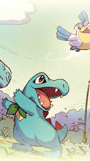 Totodile ja Pelipper — Pokemon Puhelin Taustakuvat