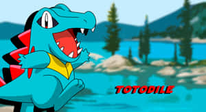 Totodile joen taustalla — Pokemon Taustakuvat