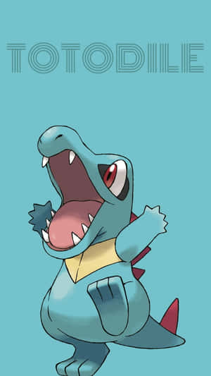 Totodile nimellä sinisellä taustalla