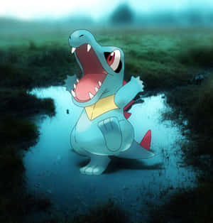 Totodile oikean elämän lätäkössä — Pokemon Taustakuvat
