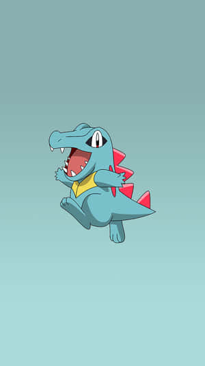 Totodile teal-liukuväritaustalla