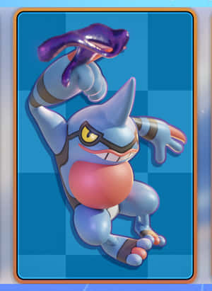Toxicroak 3D-kuvitus ruudullisella taustalla — Pokemon Taustakuvat