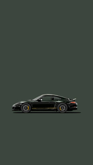 Tummanvihreä Porsche 911 -taideteos