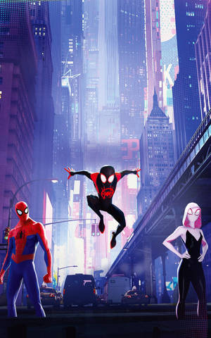 Hämismies-trio Spider-Verse-mobiilitaustakuva — Galaxy Tab Taustakuvat