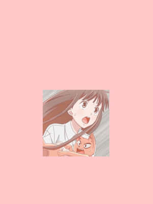 Vaaleanpunainen minimalistinen Tohru Honda Fruits Basket -anime — Minimalistinen anime Taustakuvat