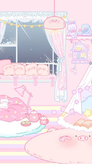 Vaaleanpunainen kawaii-huone — Vaaleanpunainen kawaii Taustakuvat