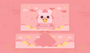 Vaaleanpunainen kawaii-kani Twitch-striimin design