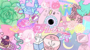Vaaleanpunainen kawaii-taustakuva makeaan tunnelmaan