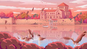 Vaaleanpunaisia anime-estetiikkakuvia — Pinkki esteettinen GIF Taustakuvat
