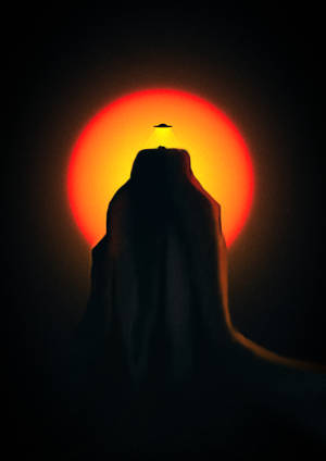 Pastellinen alien-UFO auringonlaskussa -taustakuva — OnePlus Pad 3 Taustakuvat