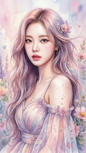 Pehmeä vesivärimaalaus Kpop-idolista kukkaelementein. — Kpop GIF Taustakuvat