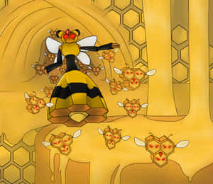 Vespiquen käskee Combee'ta hyökkäämään — Mobiili GIF Taustakuvat