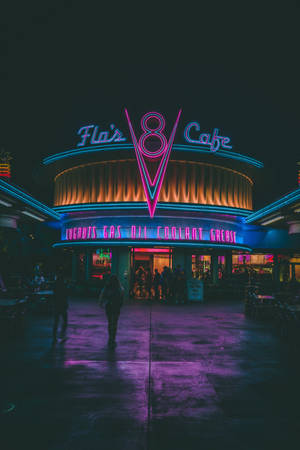 Vilkkua tunnelmaa Flo's V8 -kahvilassa Disney California Adventure Parkissa — Yo Taustakuvat