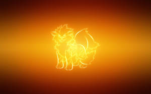 Neon keltainen fanitaide Pokemon Arcaninesta taustakuvana.