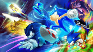 Sonic the Hedgehog voimakkaissa muodoissa ja tunnusomaisella nopeudellaan -taustakuva.