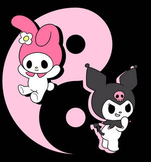 Yin yang Kuromi ja Melody -taustakuva — Oppo Find N Taustakuvat