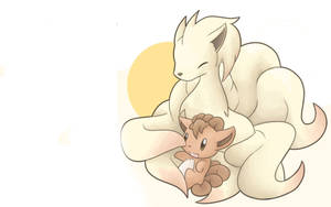 Yksinkertainen piirros Ninetalesista ja Vulpixista — Pokemon Puhelin Taustakuvat