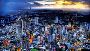 Kuala Lumpur -kaupunkimaisema suodatetuilla efekteillä -taustakuva